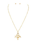 Rhinestone Cross Toggle 16"-18" Necklace
