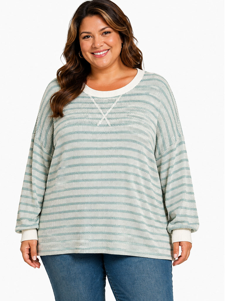 Nora Raised Rib Striped Pullover