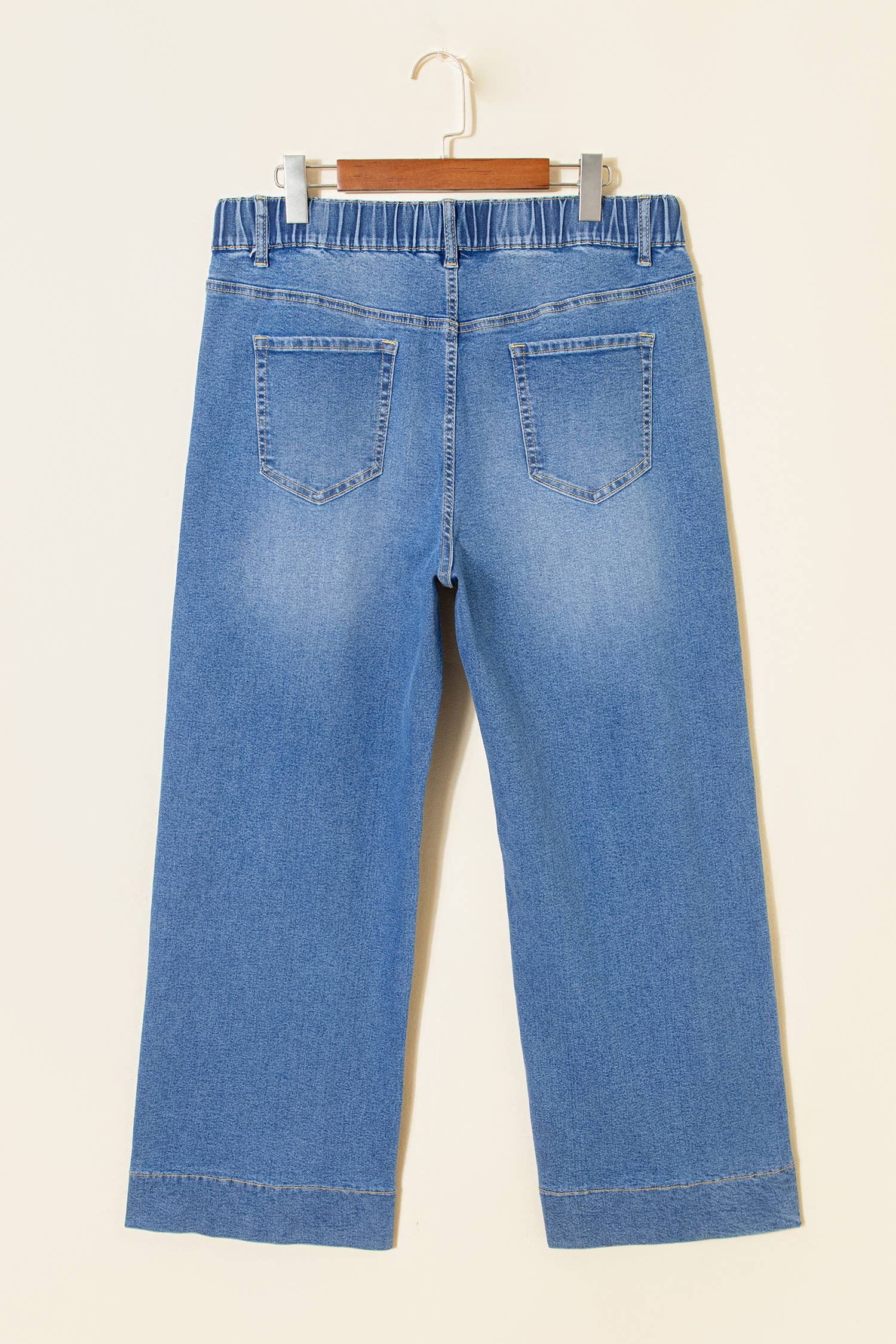 Acid Wash Contrast Lace-up Plus Size Jeans: Iceland Blue / Plus Size / Plus-3X