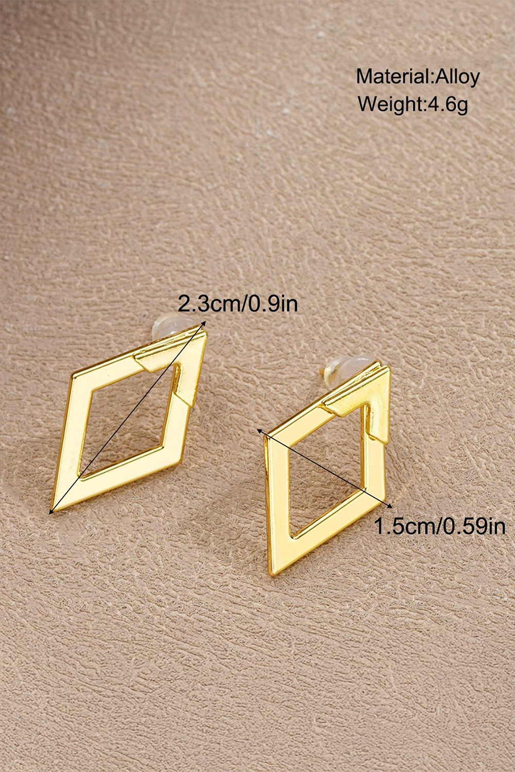 Gold Rhombus Shape Stud Earrings: Gold