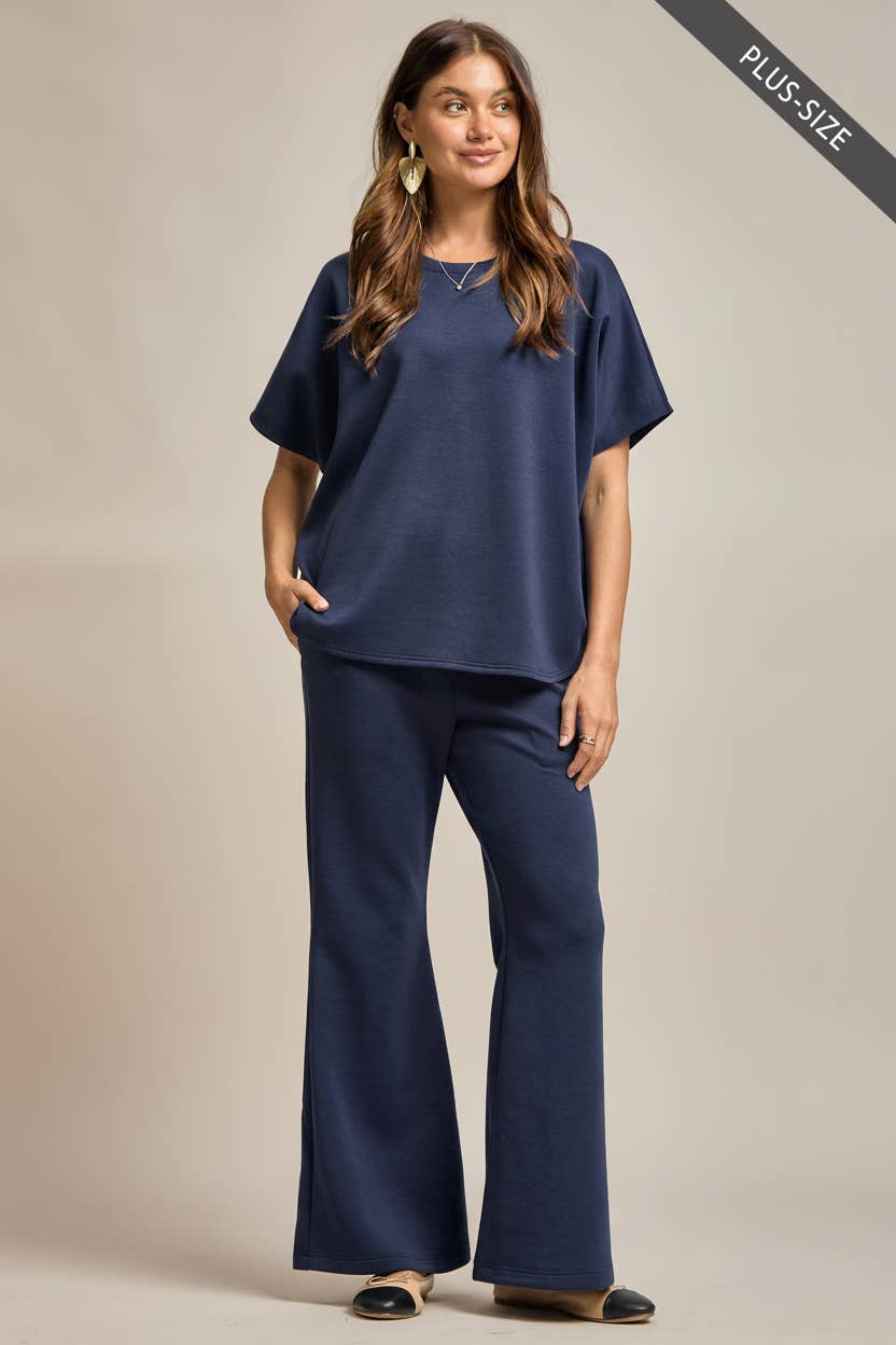 Faith Navy Poncho Top + Bell Bottom Set