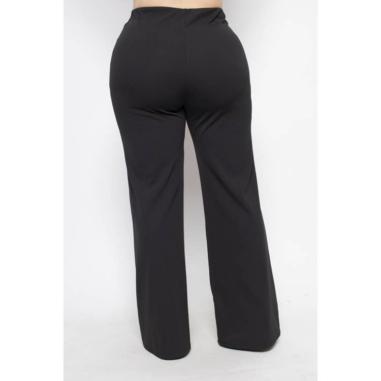 PLUS SIZE WIDE LEG PANTS: Black