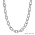 Water Resistant Silver Chunky Oval Chain Necklace