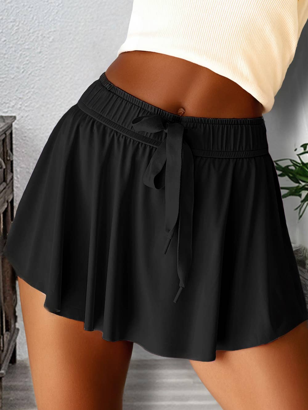 Drawstring High Waist Lined Tennis Skorts | 10 Colors S-4X: Black / XL