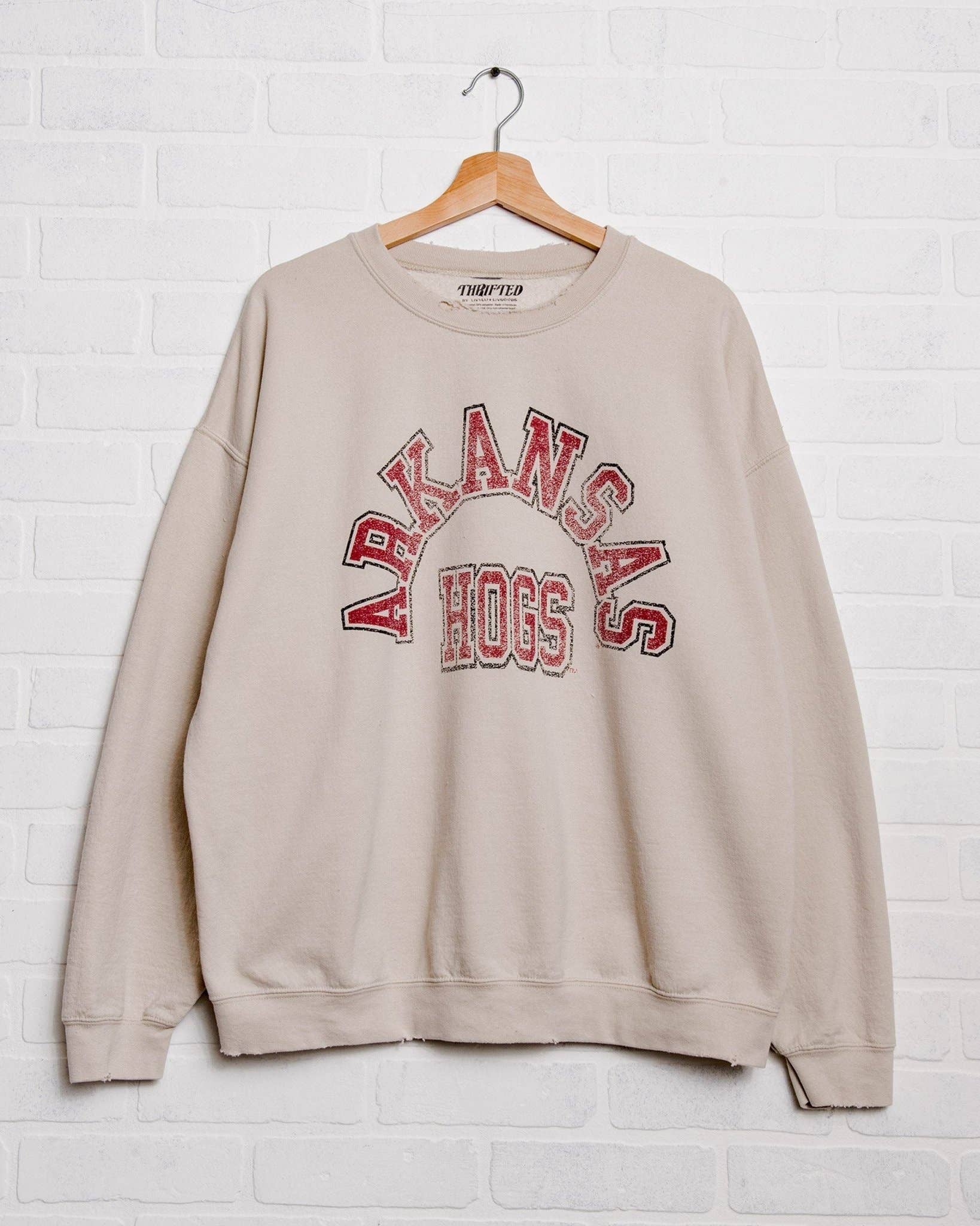 Arkansas Razorbacks Mega Arch Sand Thrifted Sweatshirt: 2XL