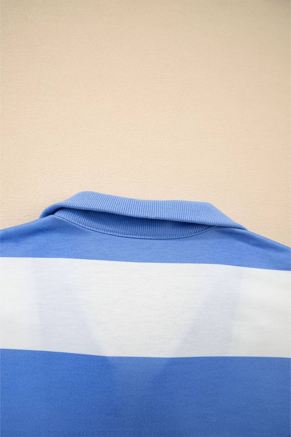 Striped Half Zip Oversize Tee Casual Shorts 2pcs Set | S-4X: Sky Blue Stripe / Plus-2X