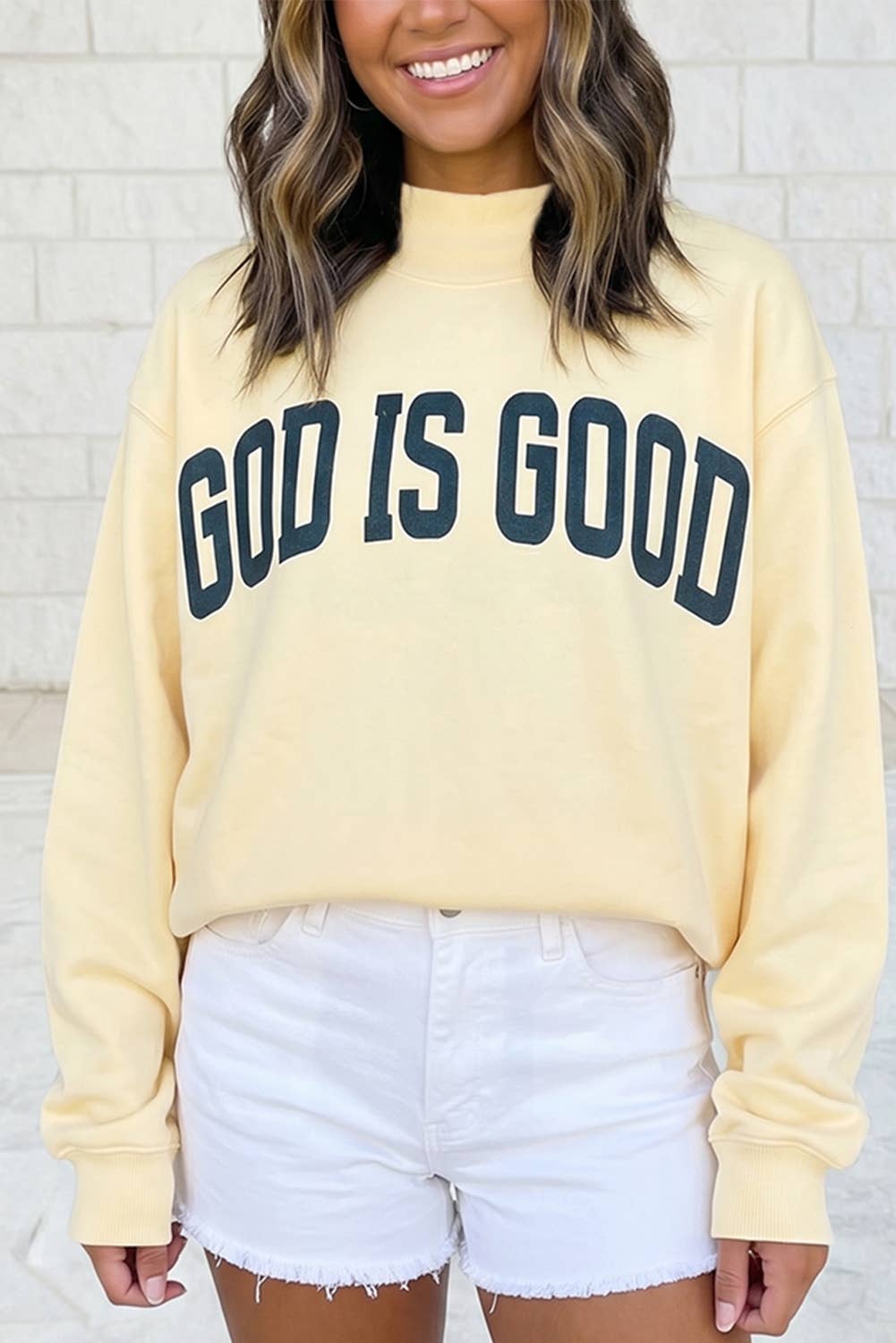 Plus Size Mock Neck Long Sleeve Oversized Tunic Sweatshirt: Light Grey / Plus-3X