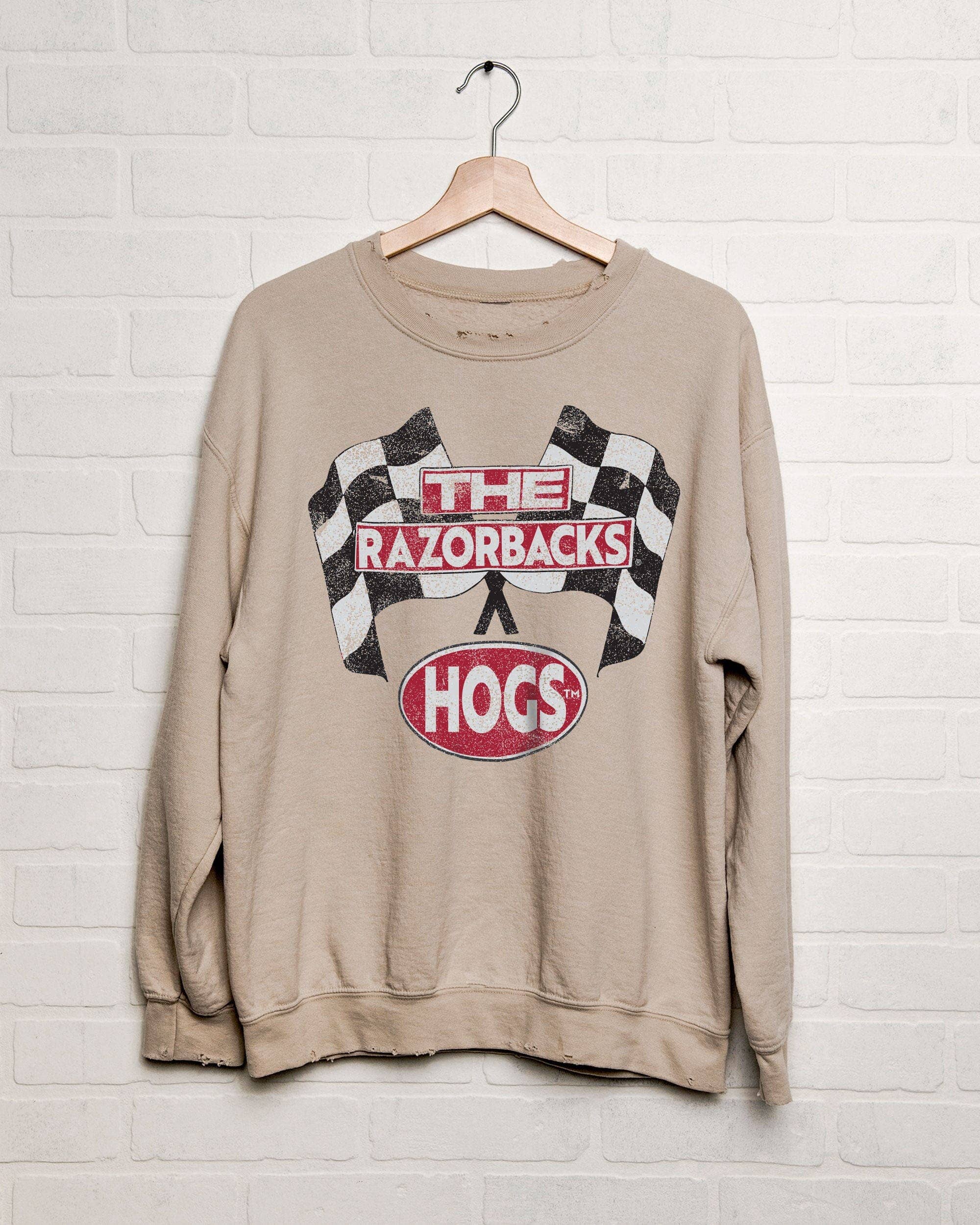 Arkansas Razorbacks Cars Sand Thrifted Sweatshirt: 2XL