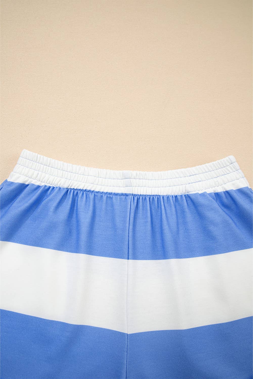 Striped Half Zip Oversize Tee Casual Shorts 2pcs Set | S-4X: Sky Blue Stripe / Plus-4X