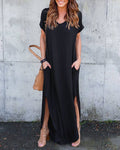 Shift Maxi long Dress: Black / XXL