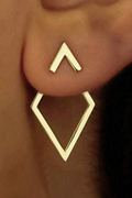 Gold Rhombus Shape Stud Earrings: Gold