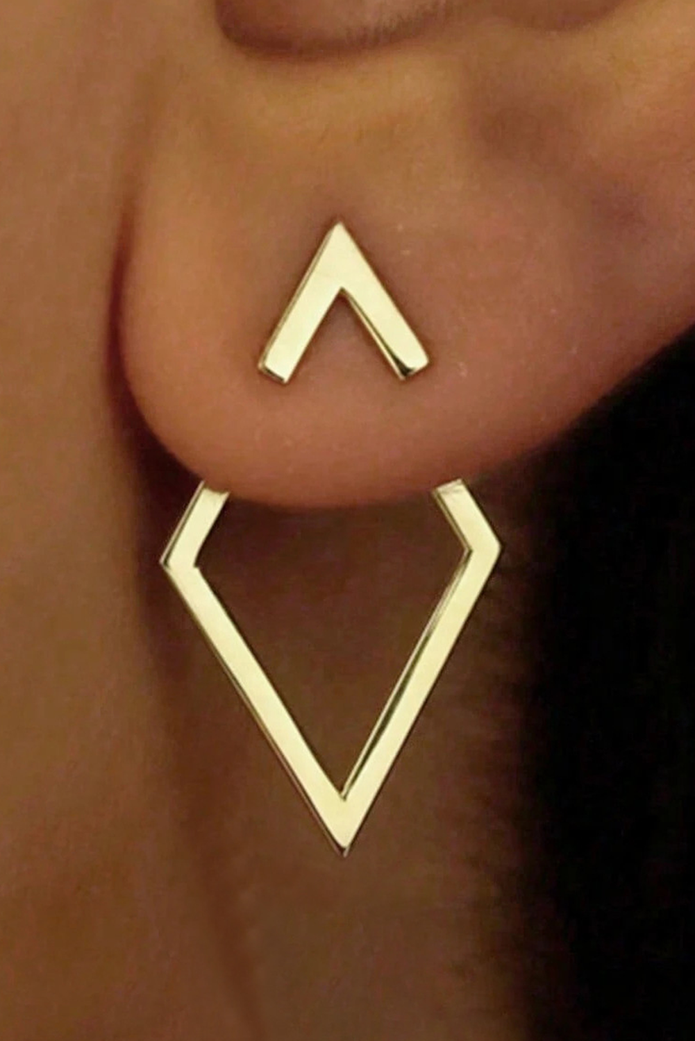 Gold Rhombus Shape Stud Earrings: Gold