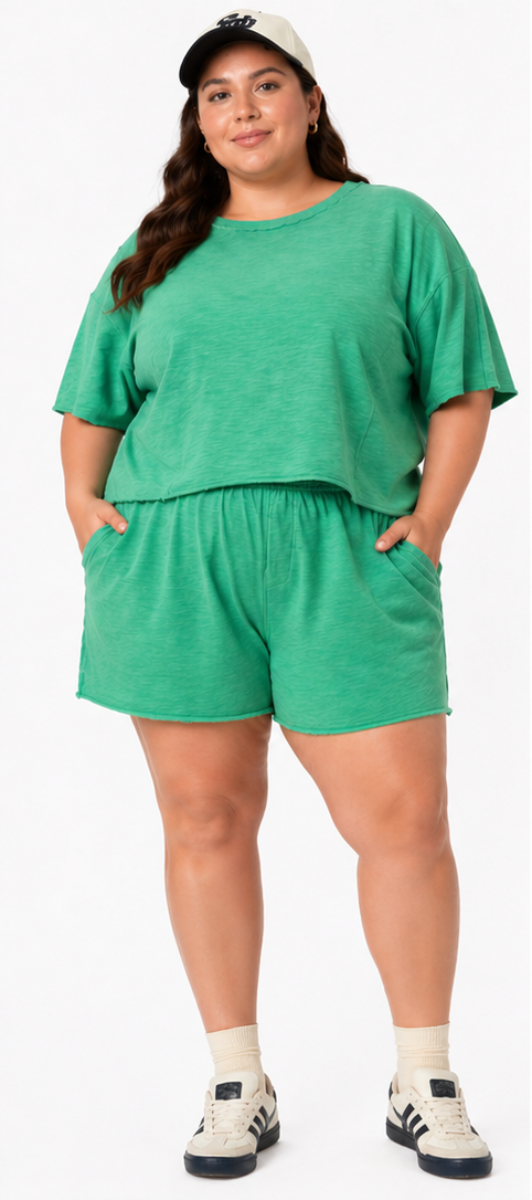Alexa Mineral Washed Casual Knit Top & Shorts