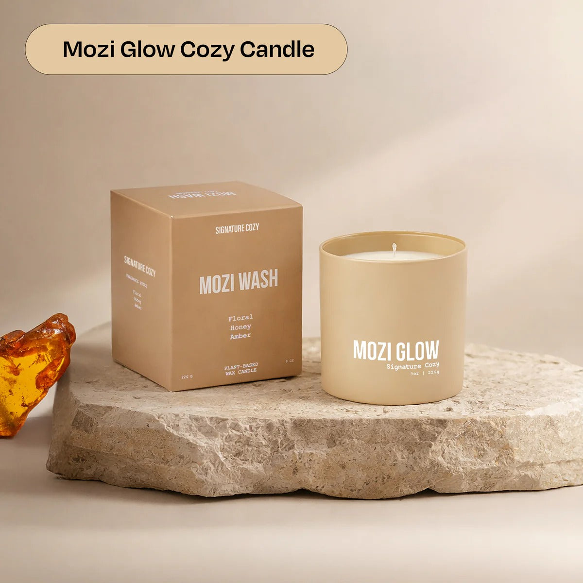Mozi Wash Scented Candle – Amber, Floral & Honey