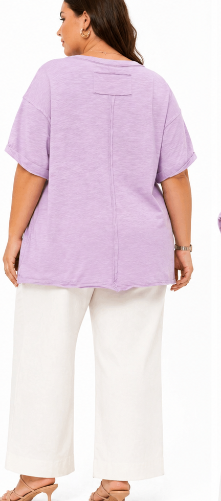 Jade Short Sleeve Cotton Top: Lilac