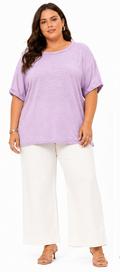 Jade Short Sleeve Cotton Top: Lilac