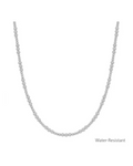 Water Resistant Silver 3mm and 4mm Beaded 16"-18" Necklace