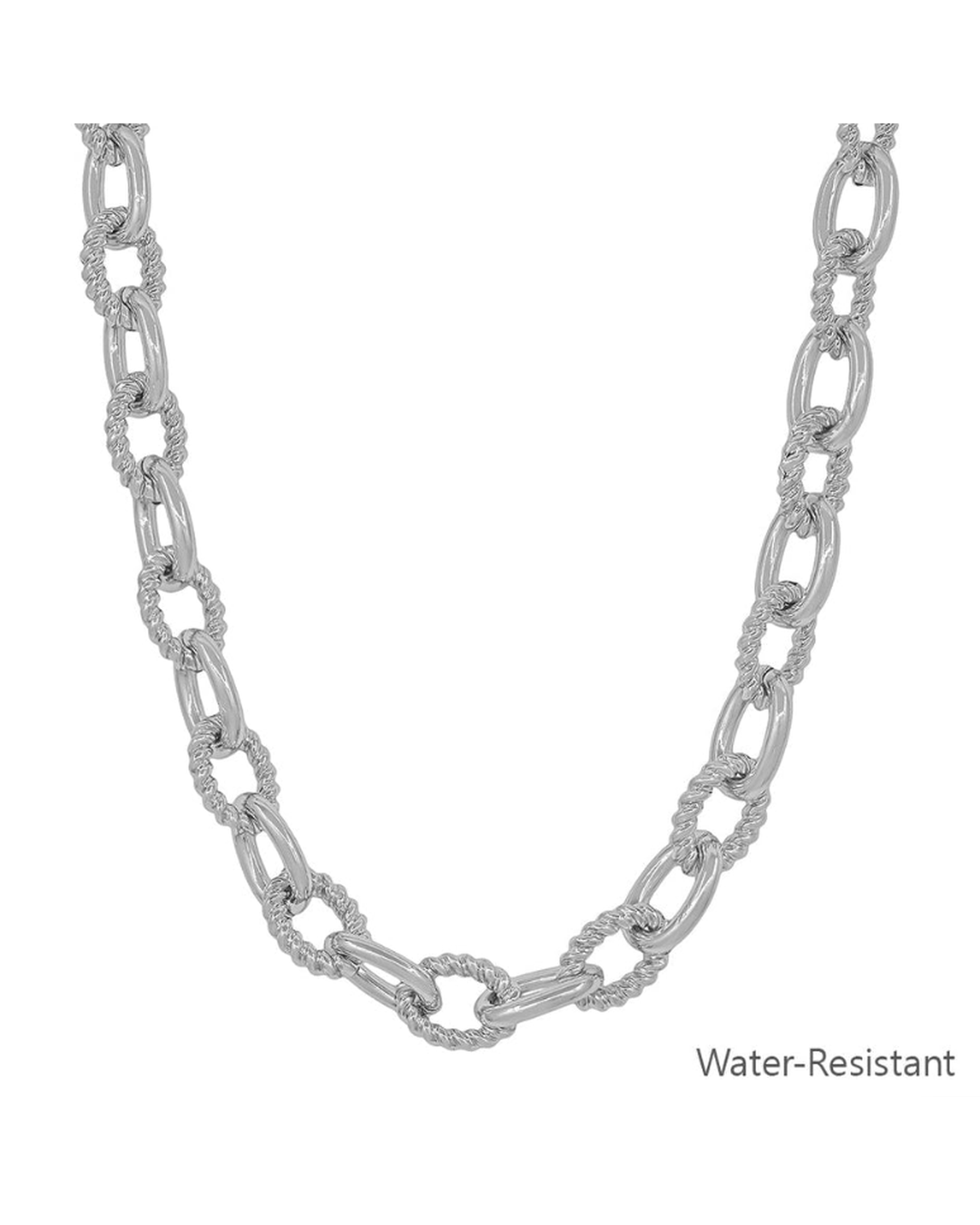 Water Resistant Silver Chunky Oval Chain Necklace