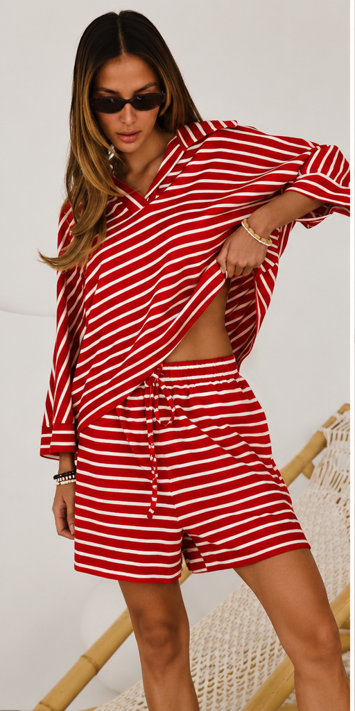 Red Stripe Two-Piece Set